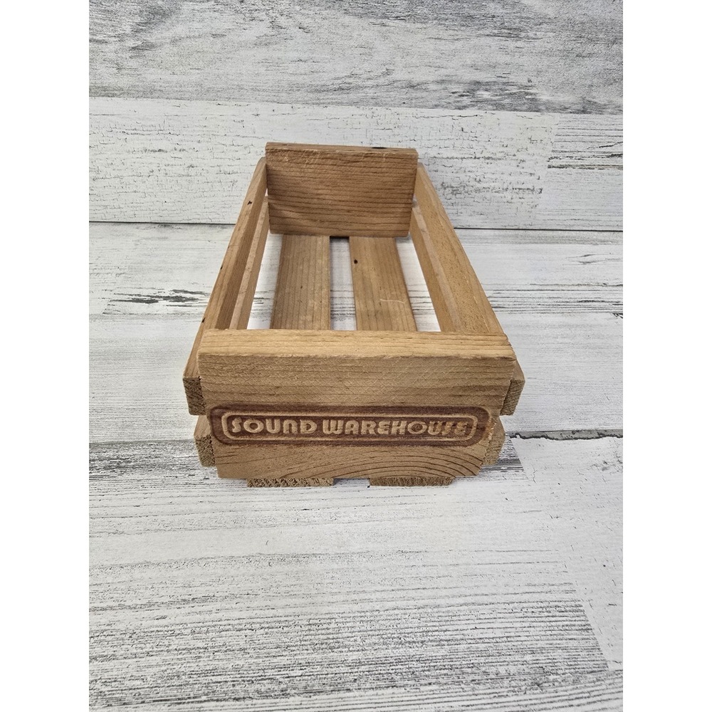 Sound Warehouse Wooden Crate Vintage Branded Slatted Media Storage Box Natural